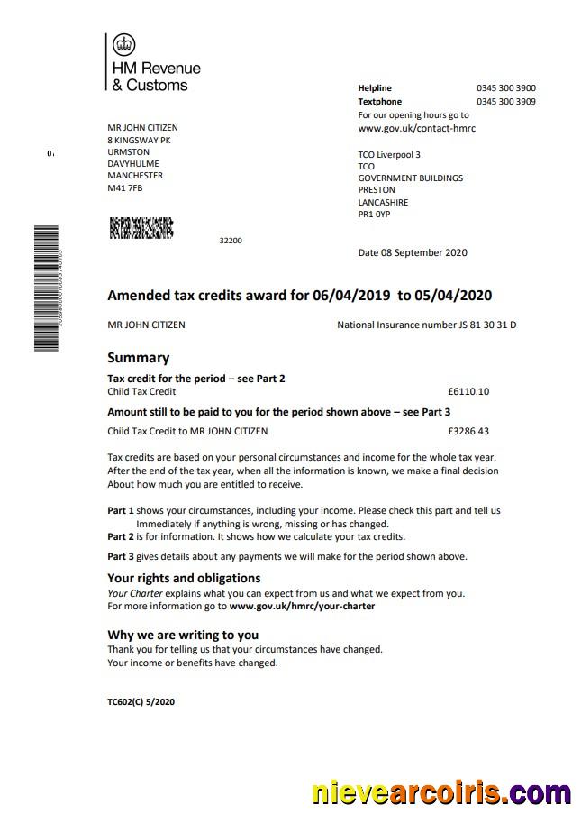 HM Revenue & Customs tax credits